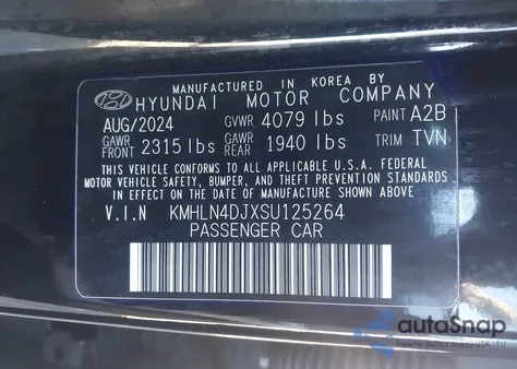 2025 Hyundai Elantra Hybrid Limited из США, поврежденный, VIN KMHLN4DJXSU125264